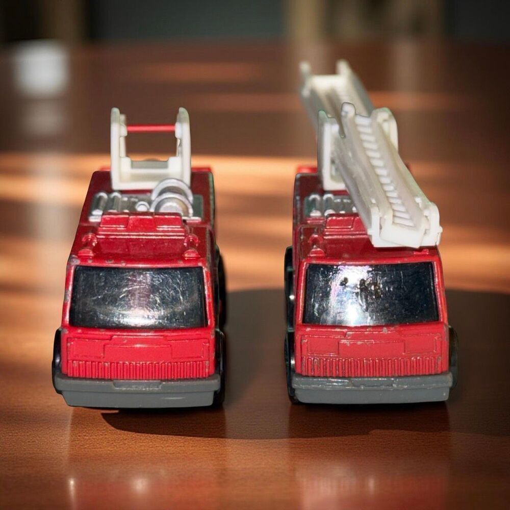 (2) Vintage 1992 Tonka Mcdonalds Happy Meal Toy Fire Engine Truck Metal Diecast